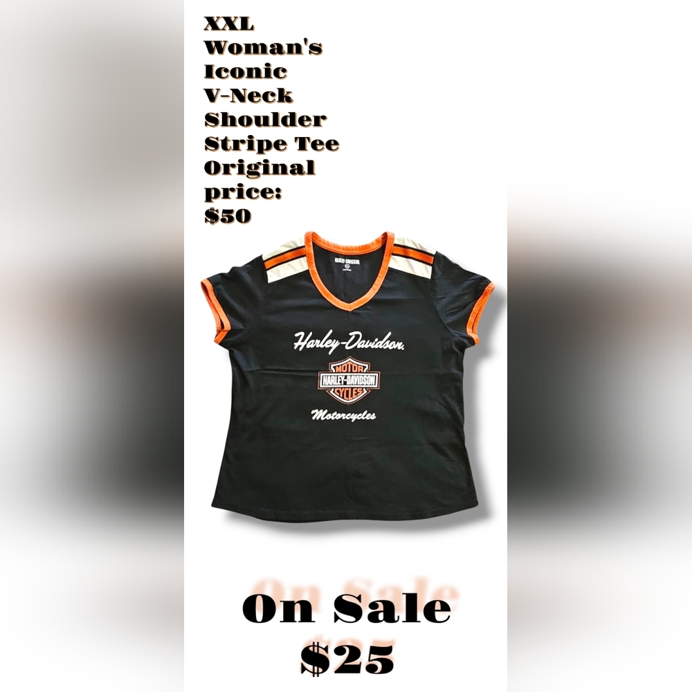 Harley-Davidson Black and Orange Women's Tee
